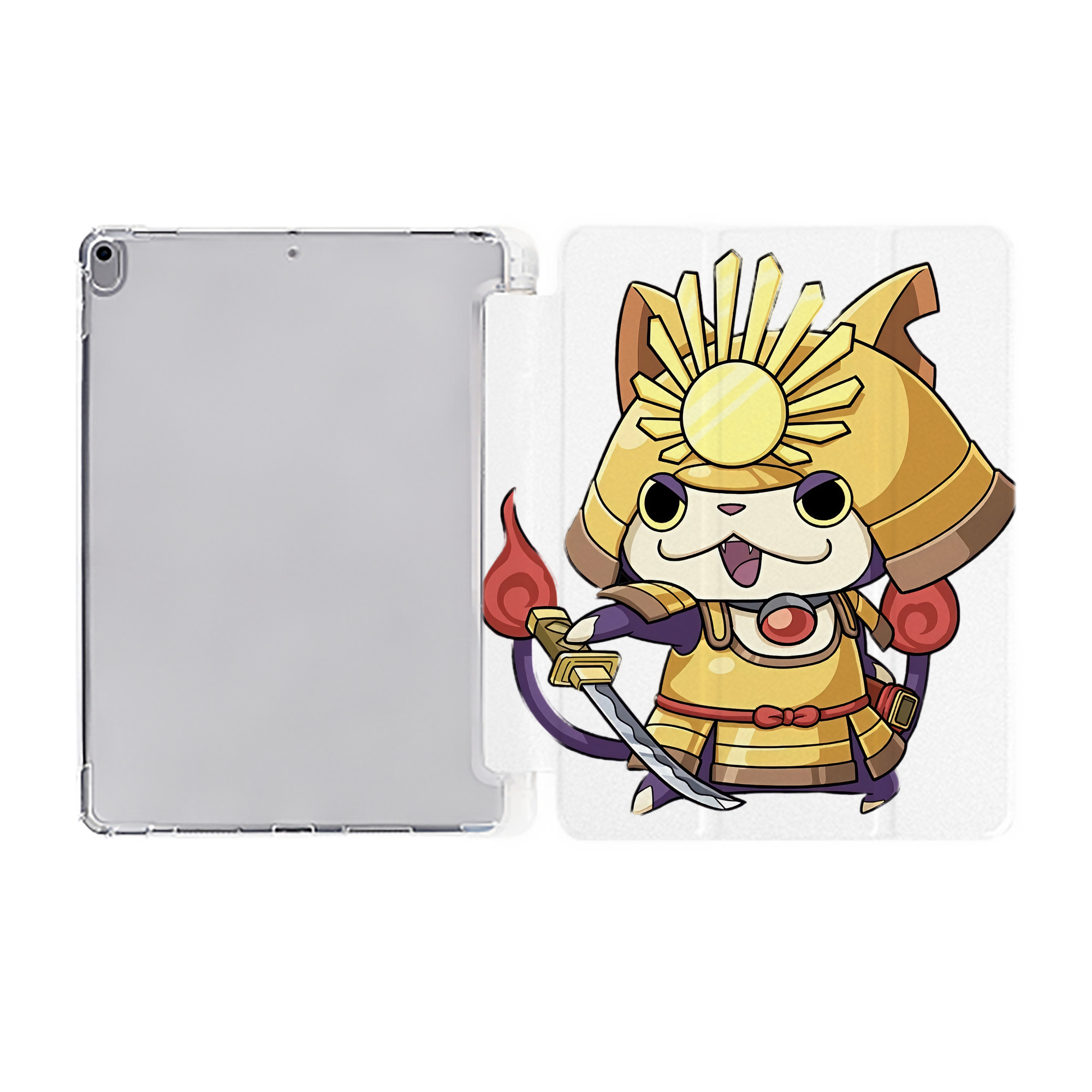 （画像用） 妖怪ウォッチ Yo-kai Watch IPad ケース ペン収納付き 三つ折りスタンド PUレザー×シリコン 対応機種9.5/10.5/10.9インチ